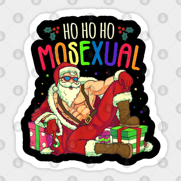 Ho Ho Ho Mosexual Gay Santa LGBT Pun Gay Pride Christmas Sticker by HBart